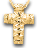 Croix de fleurs et de bandes dorées